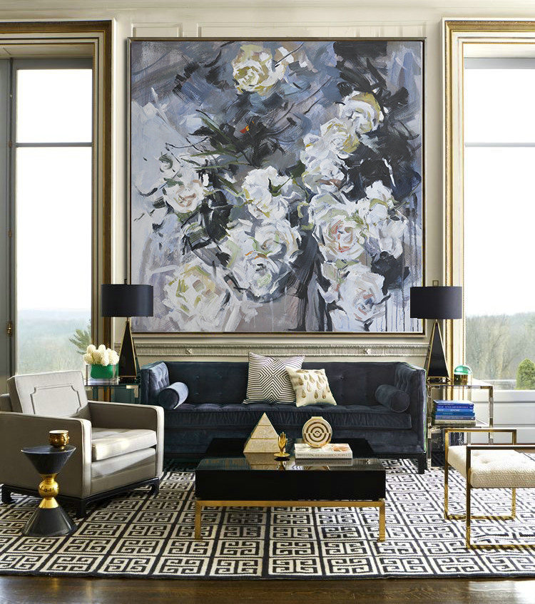 Abstract Flower Oil Painting Large Size Modern Wall Art #ABS0A6 - Click Image to Close